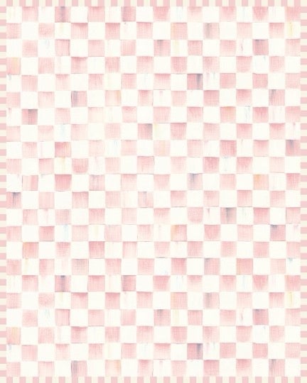 Rosy Checkered 8' x 10' Washable Rug
