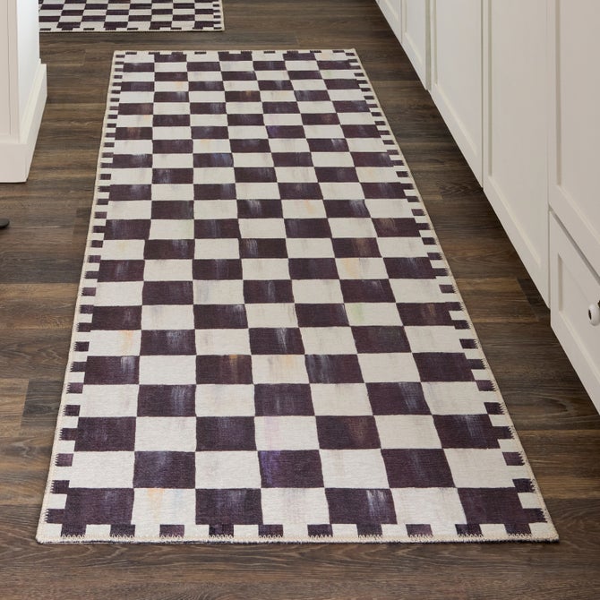 Courtly Checkered 2'6" x 8' Washable Runner image number 1