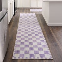 Violet Checkered 2'6" x 10' Washable Runner
