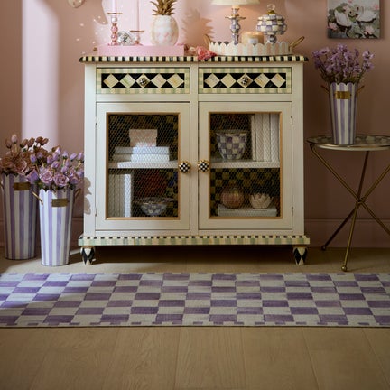 Violet Checkered 3' x 5' Washable Rug