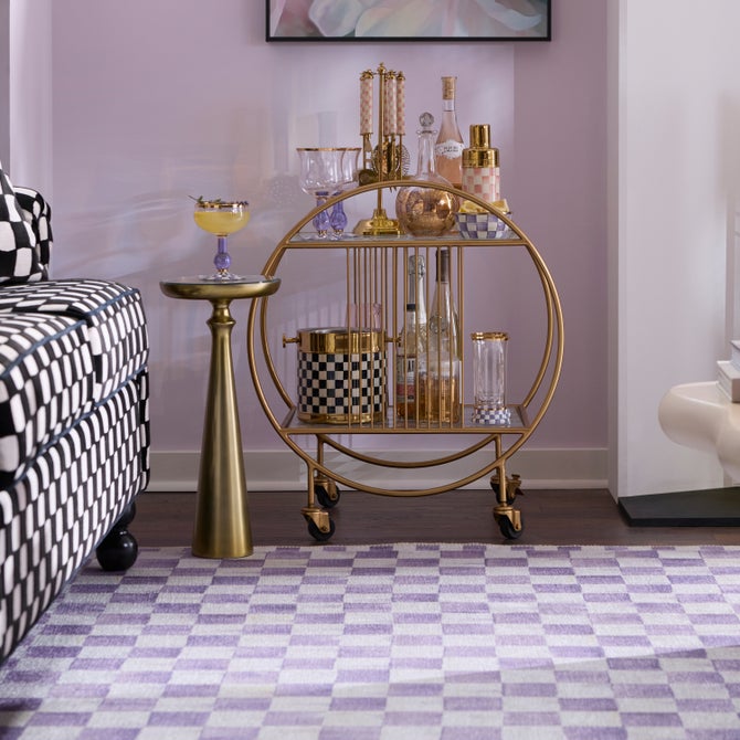 Violet Checkered 8' x 10' Washable Rug image number 1