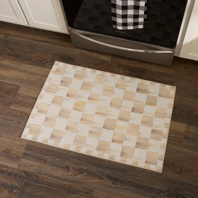 Mocha Checkered Washable Rug image number 5