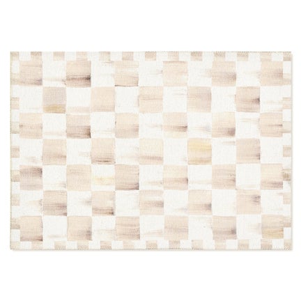 Mocha Checkered 2' x 3' Washable Rug