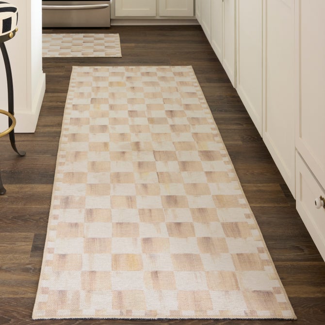 Mocha Checkered Washable Rug image number 6