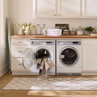 Mocha Checkered Washable Rug