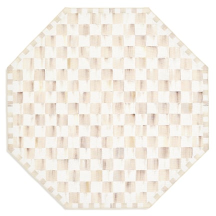 Mocha Checkered 6' Octagon Washable Rug