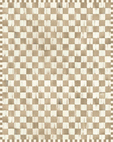 Mocha Checkered 8' x 10' Washable Rug