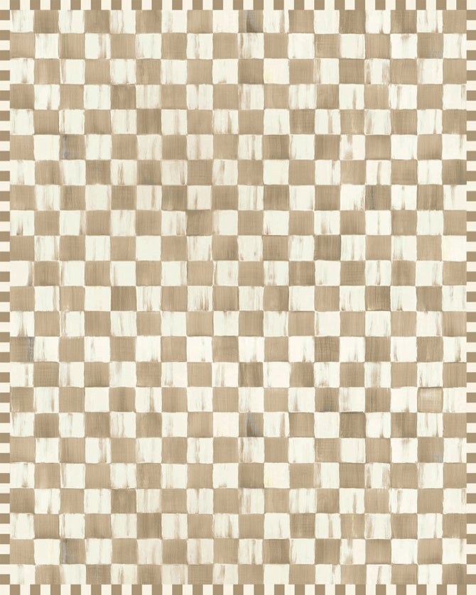 Mocha Checkered 8' x 10' Washable Rug image number 0