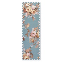 Slate Wild Rose 2'6" x 8' Washable Runner