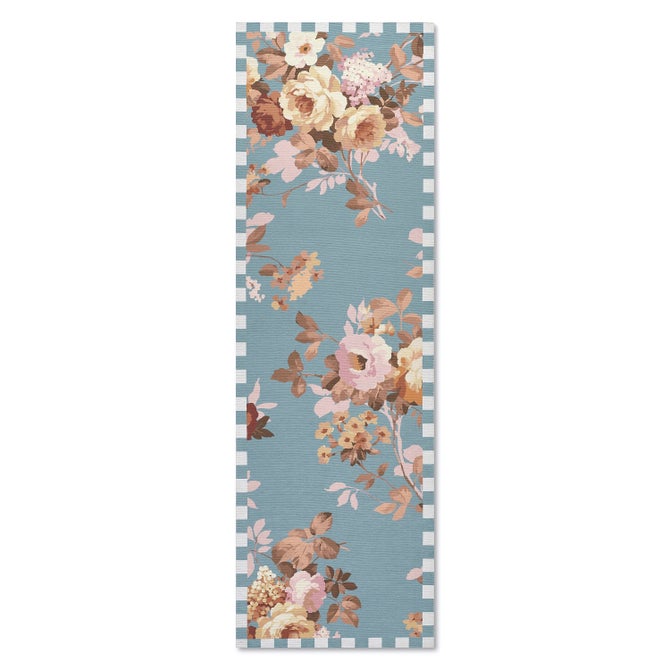 Slate Wild Rose 2'6" x 8' Washable Runner image number 0