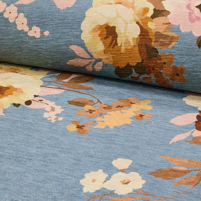 Slate Wild Rose 2'6" x 10' Washable Runner image number 1