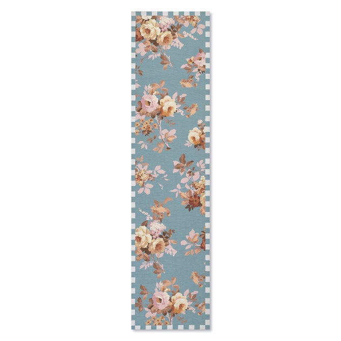 Slate Wild Rose 2'6" x 10' Washable Runner image number 0
