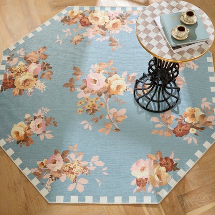 Slate Wild Rose 6' Octagon Washable Rug