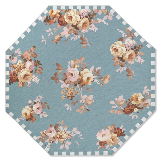 Slate Wild Rose 6' Octagon Washable Rug image number 0