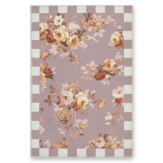 Taupe Wild Rose 2' x 3' Washable Rug image number 0