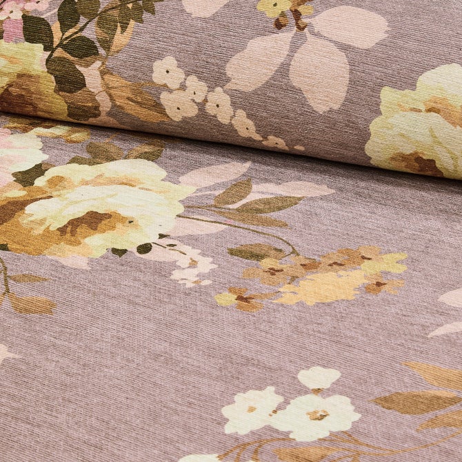 Taupe Wild Rose 2'6" x 8' Washable Runner image number 1