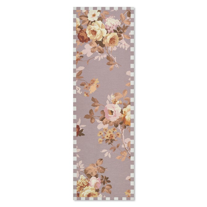 Taupe Wild Rose 2'6" x 8' Washable Runner image number 0