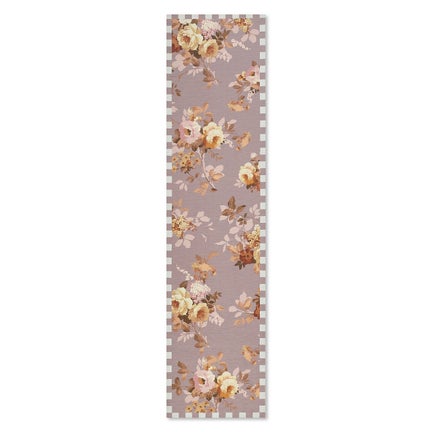 Taupe Wild Rose 2'6" x 10' Washable Runner