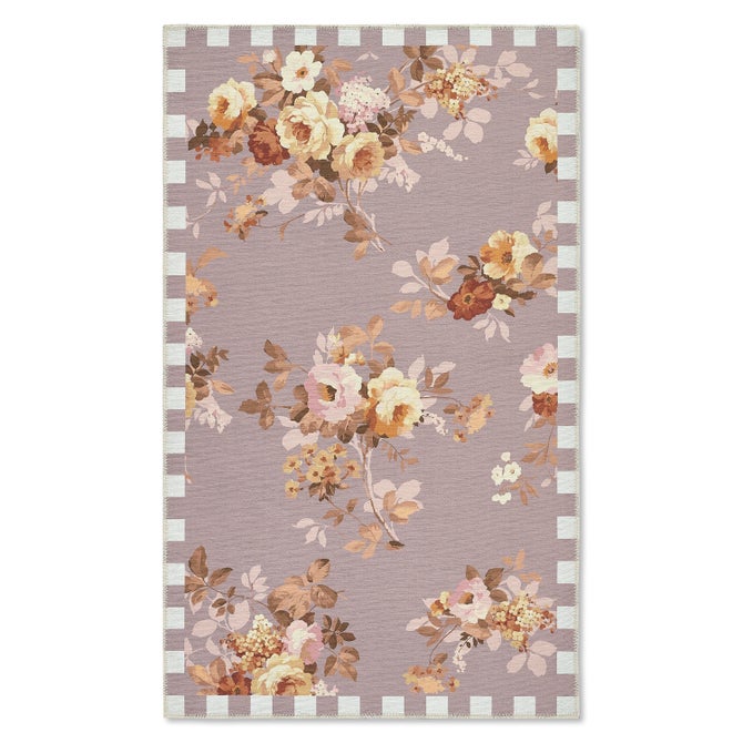 Taupe Wild Rose 3' x 5' Washable Rug image number 0