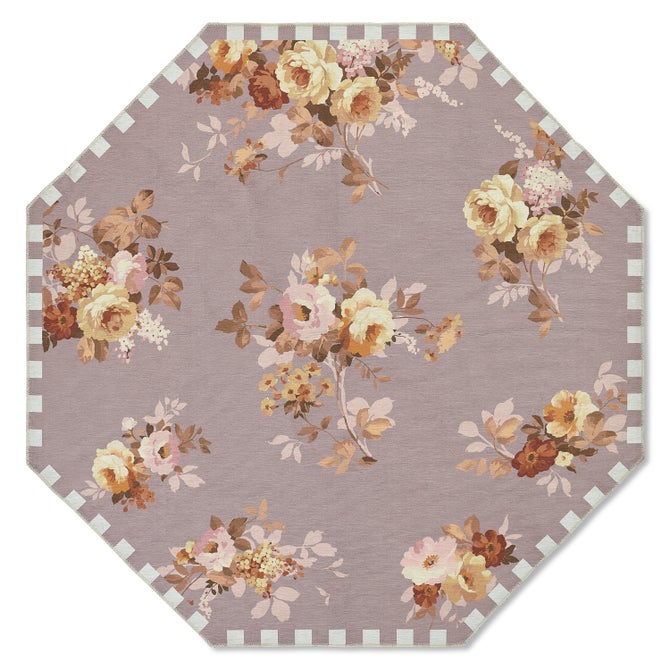 Taupe Wild Rose 6' Octagon Washable Rug image number 0