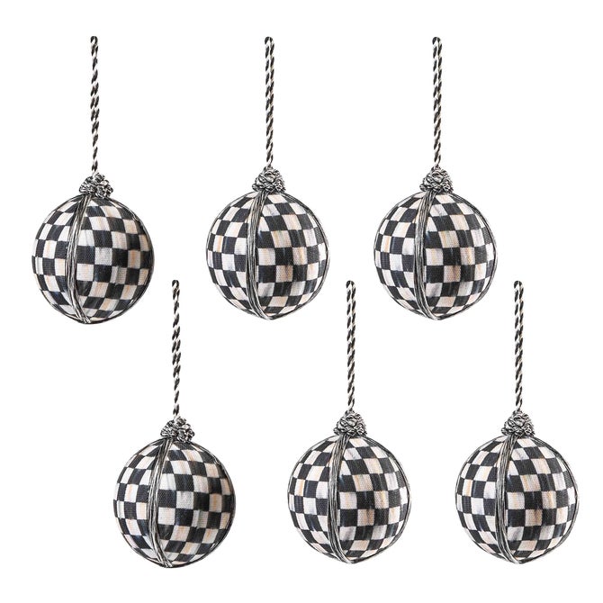 Courtly Check Medium Ball Ornaments, Set of 6 image number 0