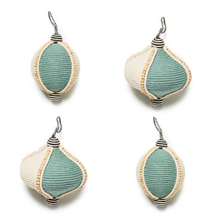 Farmhouse Holiday Corded Ornaments, Set of 4