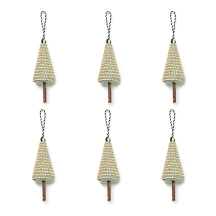 Farmhouse Holiday Tree Ornaments, Set of 6