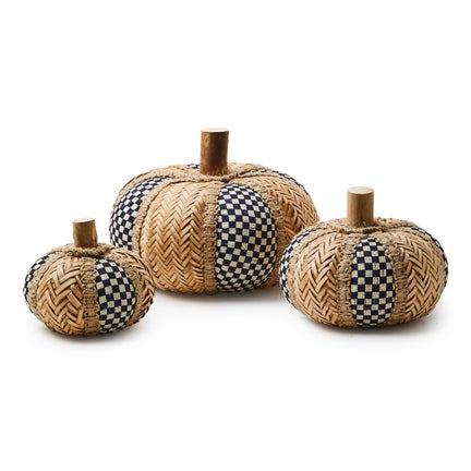 Courtly Rattan Pumpkins, Set of 3