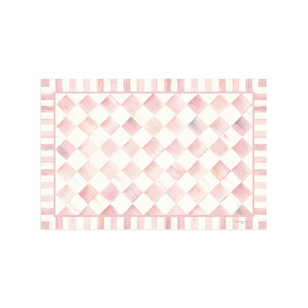 Check Floor Mat - Rosy Check, 2' x 3' mackenzie-childs Panama imagen 1