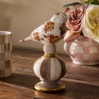 Mocha Wild Rose Bird Topiaries, Set of 2