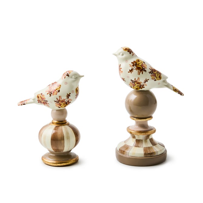 Mocha Wild Rose Bird Topiaries, Set of 2 image number 0