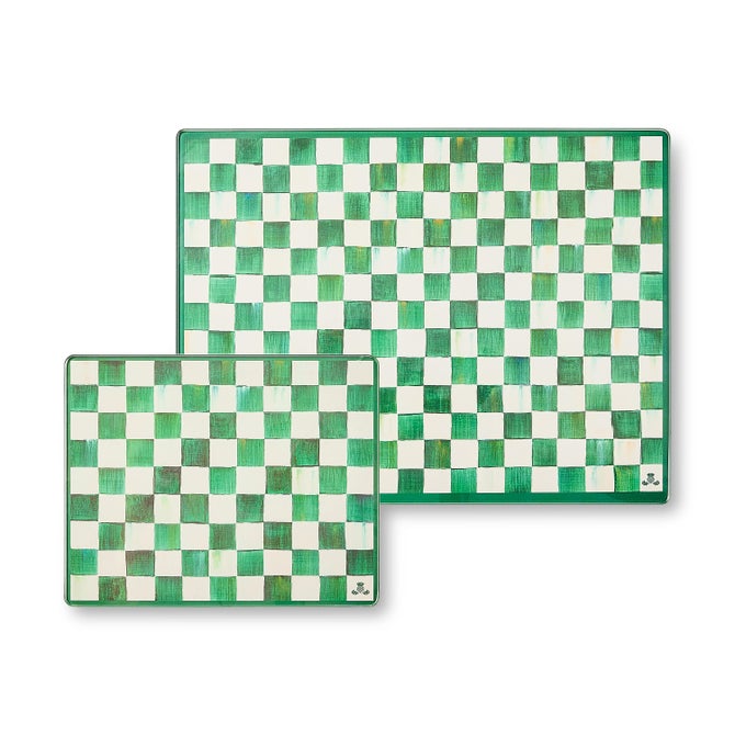 Emerald Check Glass Cutting Boards, Set of 2 image number 0