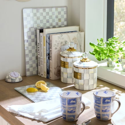 Sterling Check Glass Cutting Boards, Set of 2