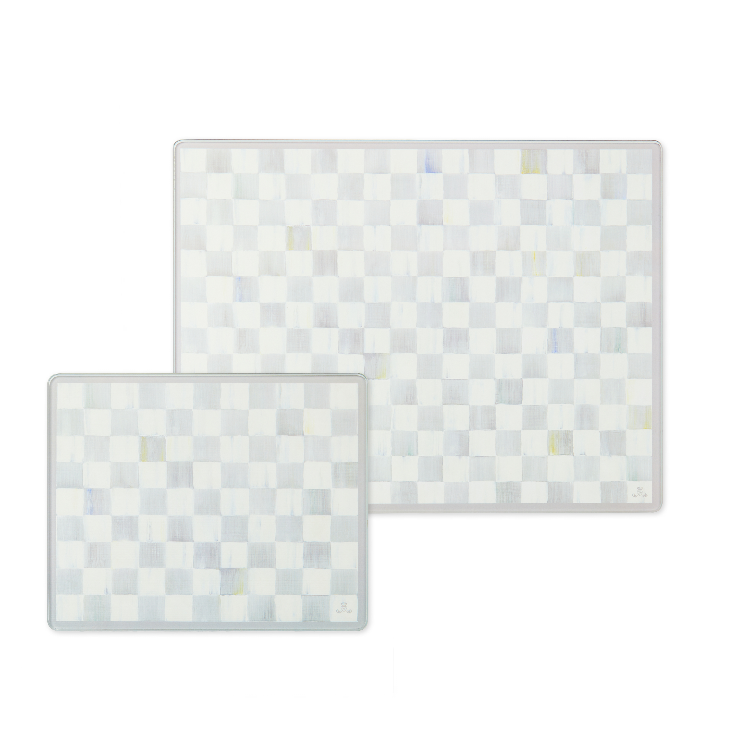 Sterling Check Glass Cutting Boards, Set of 2
