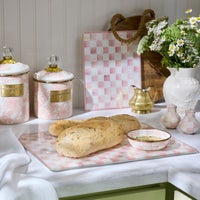 Rosy Check Glass Cutting Boards, Set of 2