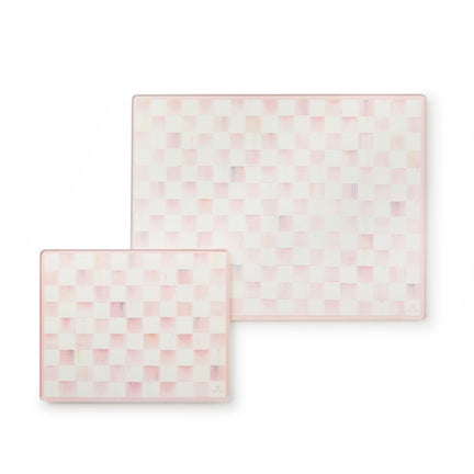 Rosy Check Glass Cutting Board, Set of 2