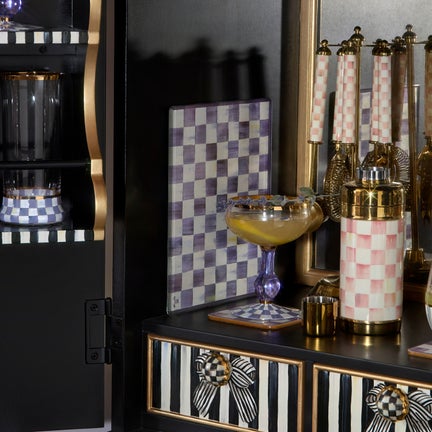 Violet Check Glass Cutting Boards, Set of 2