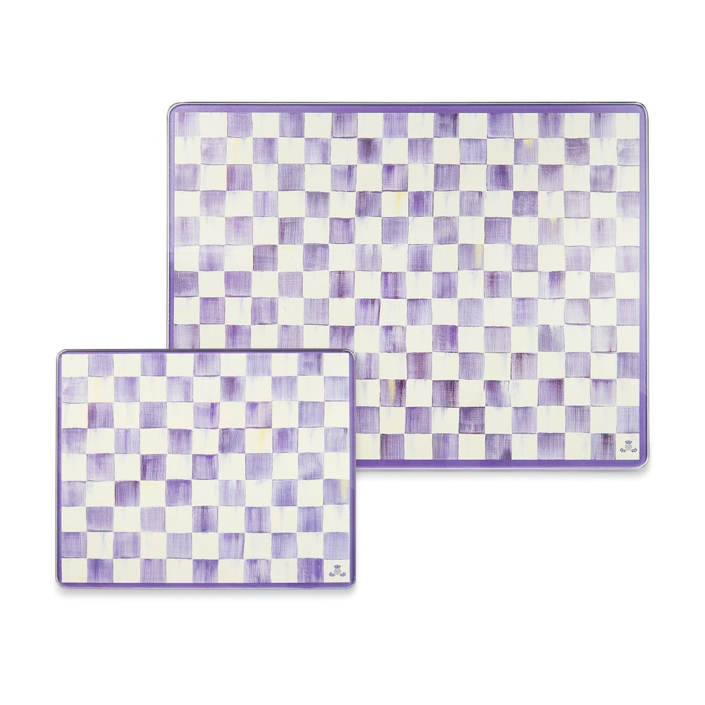 Mocha Check Glass Cutting Boards, Set of 2 - Violet Check mackenzie-childs Panama imagen 1