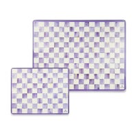 Violet Check Glass Cutting Boards, Set of 2