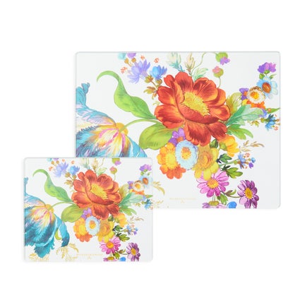 Flower Market Glass Cutting Board, Set of 2