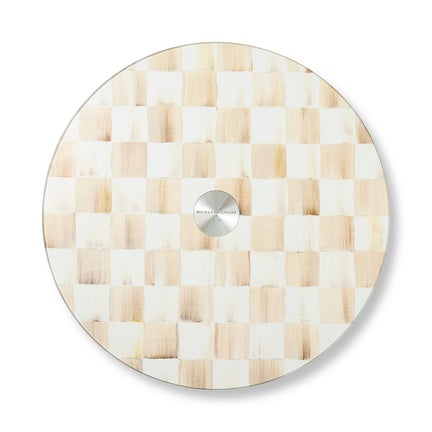 Mocha Check Glass Lazy Susan