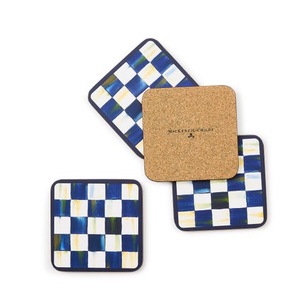 Royal Check Cork Back Coasters, Set of 4