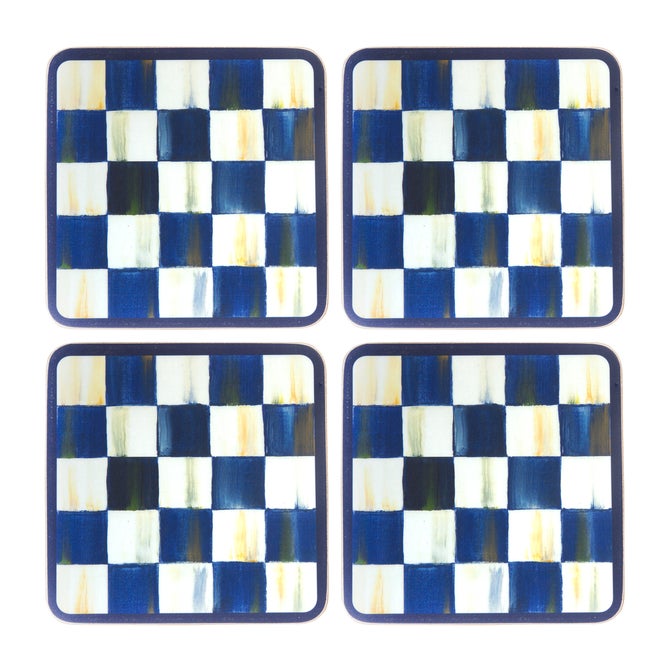 Royal Check Cork Back Coasters, Set of 4 image number 4