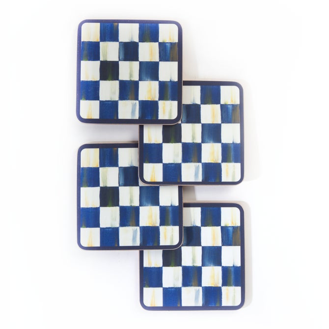 Royal Check Cork Back Coasters, Set of 4 image number 3