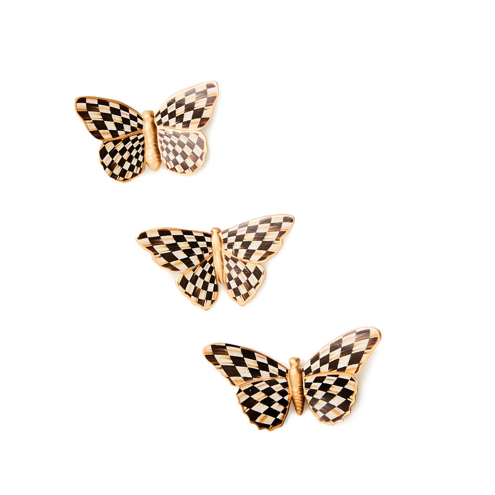 Courtly Check Butterfly Magnets, Set of 3 mackenzie-childs Panama imagen 1 Courtly Check Butterfly Magnets, Set of 3 mackenzie-childs Panama imagen 1
