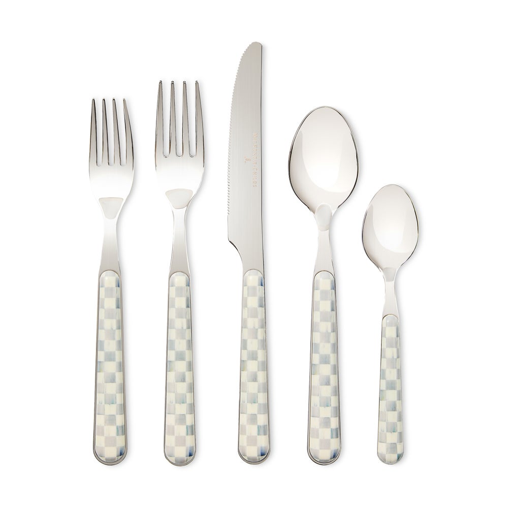 Courtly Check Bistro Flatware 5 Piece Place Setting - Sterling Check mackenzie-childs Panama imagen 1