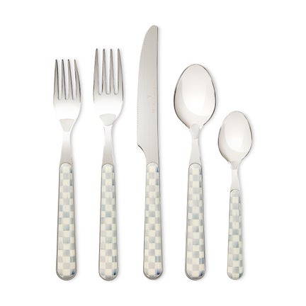 Sterling Check Bistro Flatware 5 Piece Place Setting