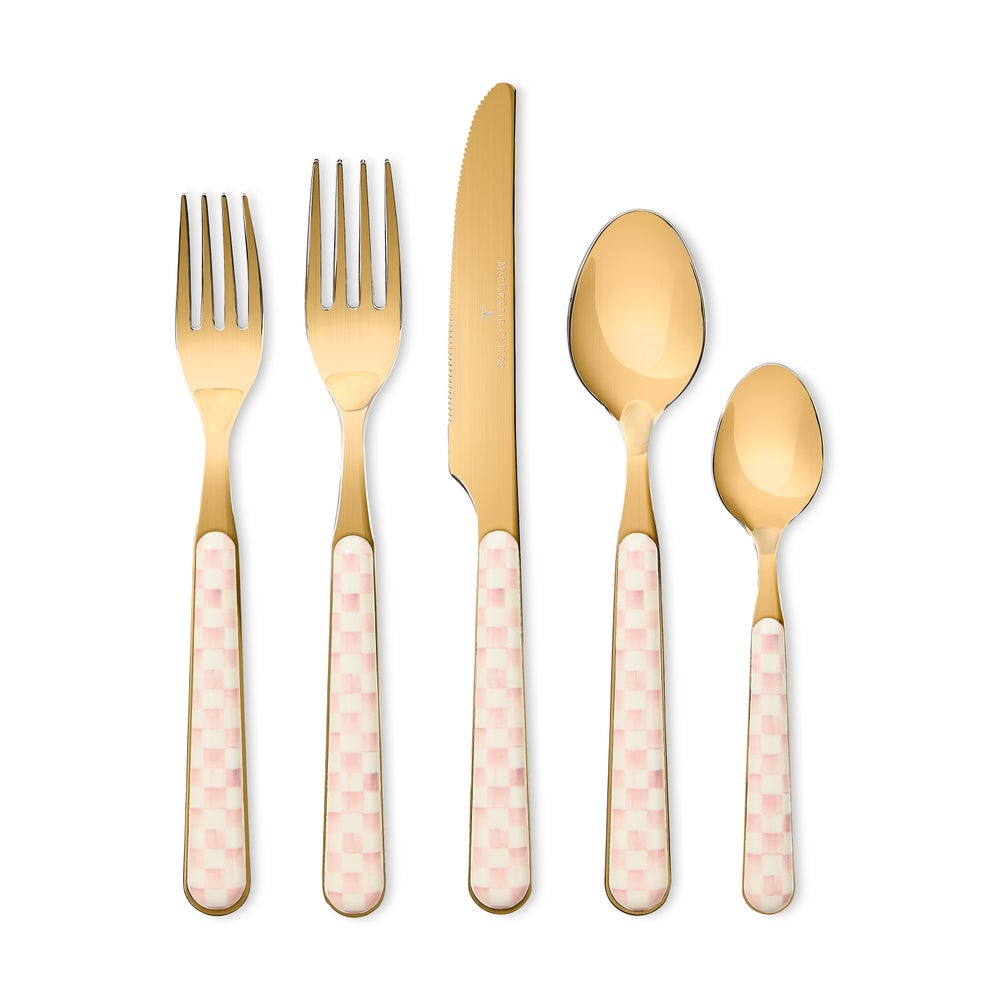 Courtly Check Bistro Flatware 5 Piece Place Setting - Rosy Check mackenzie-childs Panama imagen 1