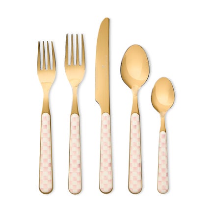 Rosy Check Bistro Flatware 5 Piece Place Setting