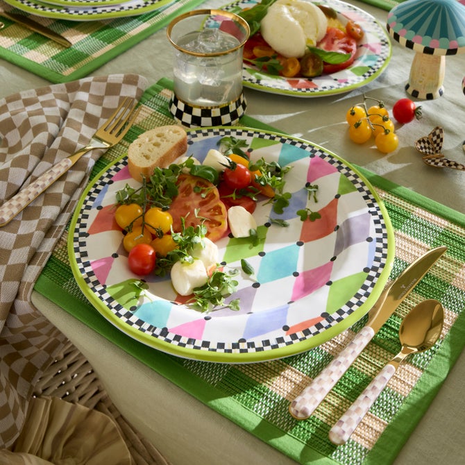 Mocha Check Bistro Flatware 5 Piece Place Setting image number 1